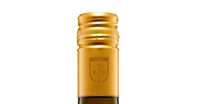 Schraubverschluss für Weinflasche, goldfarbig, ideal für optimalen Weinschutz und Frische.