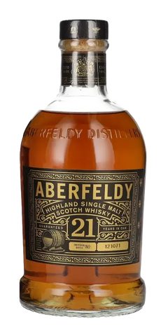Schottischer Whisky Aberfeldy 21 Jahre, Highland Single Malt, in der charakteristischen Flasche.