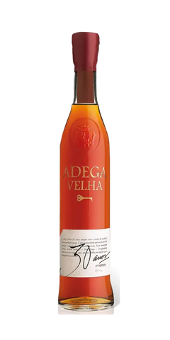 Adega Velha 30 Jahre, portugiesischer Brandy mit intensivem Geschmack und samtiger Struktur, in klarer Bernsteinfarbe.