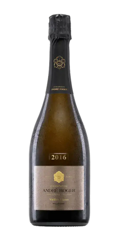 André Roger Champagne Vieilles Vignes Millésime Brut Grand Cru 2016, ausdrucksstarker Jahrgangschampagner mit feiner Perlage.