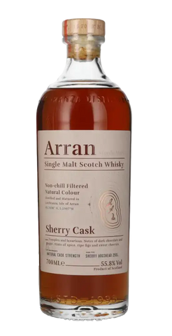 Schottischer Whisky Arran Sherry Cask, 700ml, mit reifen Feigen und Kirschen für komplexen Geschmack.