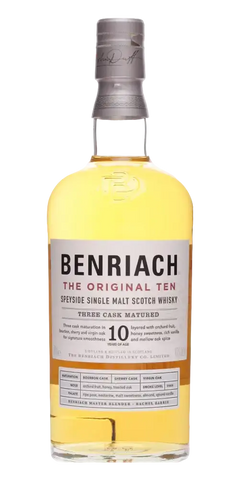 Schottischer Whisky Benriach The Original Ten, 10 Jahre, Speyside, Single Malt, drei Fässer gereift.
