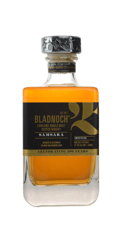 Schottischer Whisky Bladnoch Samsara aus den Lowlands, vollmundig, gereift in Ex-Bourbon- und Rotweinfässern.