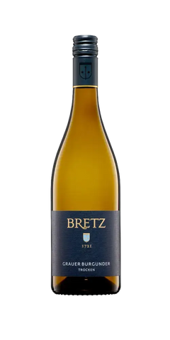 Grauer Burgunder Bretz, eleganter Weißwein mit Aromen von reifen Äpfeln und Zitrusfrüchten, trocken.