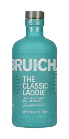 Schottischer Whisky Bruichladdich The Classic Laddie, Islay Single Malt, 700ml, 50% Vol, charakteristisch in hellblauer Flasche.