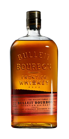 Amerikanischer Whiskey Bulleit Bourbon Kentucky Straight Bourbon in einer klassischen Flasche, 750ml.