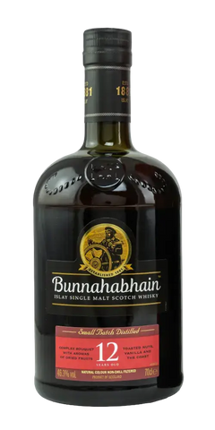 Schottischer Whisky Bunnahabhain 12 Jahre, Islay Single Malt, vollmundig, 700ml Flasche, naturbelassen.