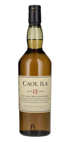 Schottischer Whisky Caol Ila 12 Jahre, Islay Single Malt, 12 Jahre alt, rauchige Aromen, hochwertige Whiskyflasche.