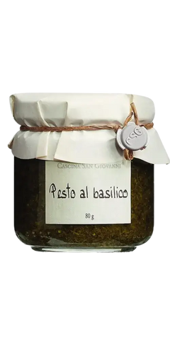 Basilikumpesto 80g von Cascina San Giovanni, hochwertige Feinkost für Pasta und Brotaufstrich, aromatisch aus Ligurien.