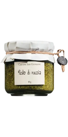 Pesto di rucola 80g von Cascina San Giovanni, hochwertige Feinkost aus italienischer Rauke und Olivenöl.