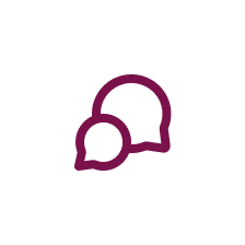 Sprechblasen-Icon für Kommunikation und Austausch in grafischem Design, ideal für digitale Plattformen.
