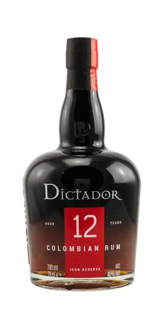Dictador 12 Jahre Rum, kolumbianischer Rum, Bernsteinfarbe, Aromen von Honig und Karamell, 700 ml