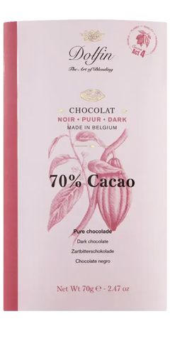 Dolfin Edelbitterschokolade 70% Cacao, belgische Feinkost, dunkle Schokolade, hochwertige Zartbitterschokolade, Time 2 Taste