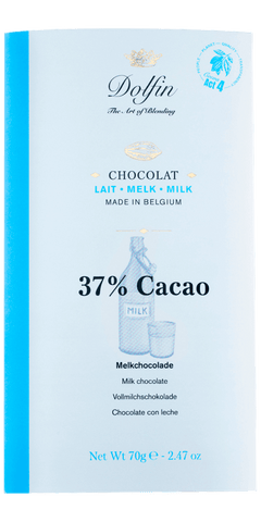 Dolfin Edelvollmilchschokolade 37% aus Belgien, zarte Feinkost mit mildem Karamellgeschmack, 70g
