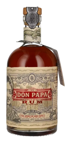 Don Papa Rum 7 Jahre, gereift in Ex-Bourbonfässern, mit Vanillearomen und fruchtiger Note. Premium Rum aus Philippinen.