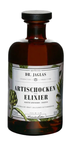 Artischocken Elixier von Dr. Jaglas, bittersüßer Digestif mit über 30 Kräutern, natürliche Zutaten, 500ml.