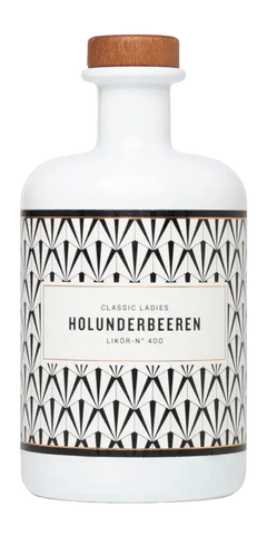 Likör aus Holunderbeeren mit eleganter Flasche, ideal für Sommer- und Wintergetränke, Marke Classic Ladies.