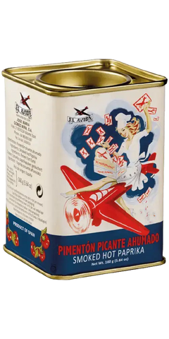 El Avion Pimentón Picante Ahumado, feine Feinkost aus Spanien, für die würzige Verfeinerung von Gerichten.
