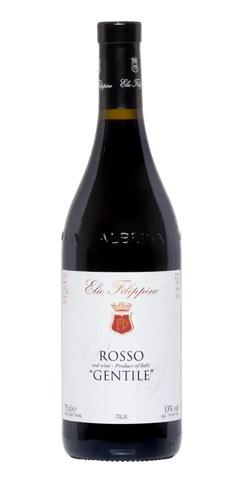 Elio Filippino Rosso Gentile, halbtrockener Rotwein mit Aromen von dunklen Beeren und 13,5 % Vol. aus dem Piemont.