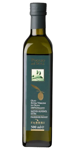 Olivenöl nativ extra Poggio del Sole 500ml aus Italien, kaltgepresst, fruchtig und mild im Geschmack, Fabbri.