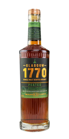 Schottischer Whisky Glasgow 1770 Peated, Single Malt aus Schottland, reich an Torf, Vanille und süßen Aromen.