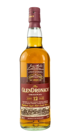 Schottischer Whisky Glendronach 12 Jahre Single Malt aus Schottland, gereift in Sherry-Fässern, cremige Vanille, Ingwer.