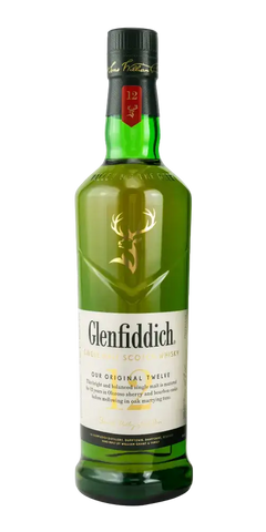 Schottischer Whisky Glenfiddich 12 Jahre, klassischer Single Malt mit fruchtigen Aromen von Birne und Karamell.