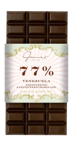 Gmeiner Feinkost Venezuela 77% hochwertige Extra-Bitterschokolade, handgeschöpft aus Deutschland.