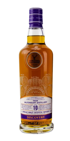 Schottischer Whisky Miltonduff 10 Jahre, abgefüllt von Gordon & MacPhail, Single Malt im Discovery-Stil.