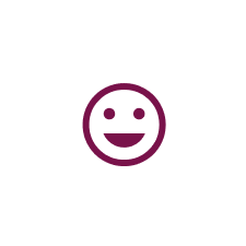 Lächelndes Gesichtssymbol im minimalistischen Design auf weißem Hintergrund.