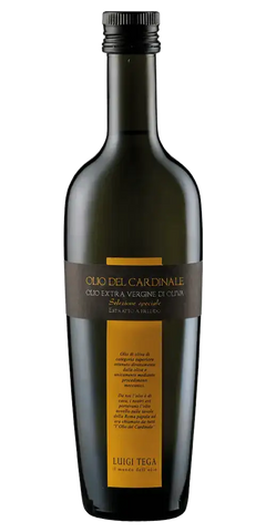 Olivenöl nativ extra Olio del Cardinale von Luigi Tega, kaltgepresst, italienisches Olivenöl in elegantem Flaschedesign.