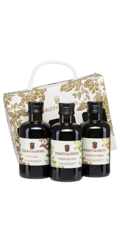 Olivenöl Probierset Marqués de Griñón mit Picual, Arbequina, Cornicabra, nativ extra aus Spanien, 250ml Flaschen.