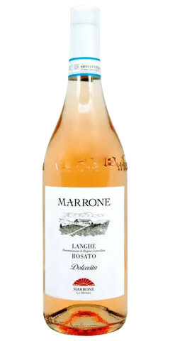 Marrone Dolceviat Langhe Rosato DOC, italienischer Roséwein mit Aromen von Himbeeren und Kirschen.