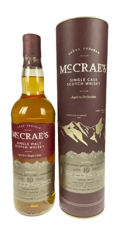 Schottischer Whisky McCrae's Blair Athol 10 Jahre, Single Malt in Tube mit Aromen von Nüssen und fruchtigen Noten.