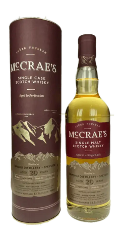 Schottischer Whisky McCrae’s Tamdhu 20 Jahre, Single Malt aus Speyside, reif in Refill Hogshead, elegant und komplex.