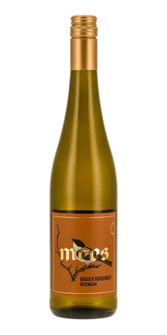 Mees Grauer Burgunder, eleganter Weißwein aus Nahe mit Aromen von Apfel und Birne, hellgoldene Farbe.