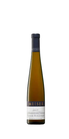 Meiser Weißburgunder Beerenauslese 2017, goldgelber deutscher Wein mit Aromen von reifer Birne und Honig.