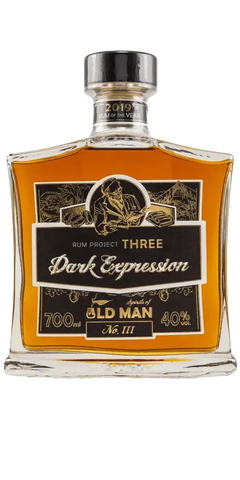 Old Man Project Three Rum Dark Expression, 10 Jahre, 700ml, vollmundig mit Karamell und Vanille-Aromen.