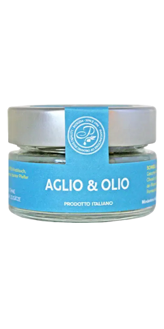Patrizia Feinkost Gewürz Aglio & Olio im Glas, italienische Feinkost für Spaghetti und Dips, aromatisch und geschmacksintensiv.