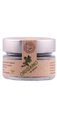 Patrizia Feinkost wilder Oregano aus Sizilien im Glas, aromatische Gewürzfeinkost für vielseitige Gerichte.