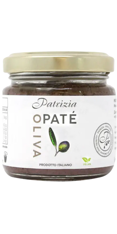 Patrizia Feinkost Paté Oliva 90g im Glas, italienische Olivenpaste mit veganen Zutaten für verschiedene Gerichte.