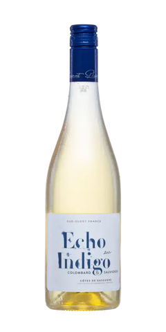 Echo Indigo Blanc I.G.P. Gascogne, frischer Weißwein aus Sauvignon Blanc und Colombard mit Aromen von Zitrone und Passionsfrucht.