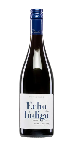Echo Indigo Rouge, französischer Rotwein aus Merlot und Tannat mit fruchtigen Aromen und 13% Vol.