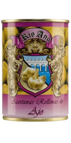 Aceitunas Rellenas de Ajo von Rio Ana in Dose - Feinkost aus Spanien, gefüllte Oliven mit Knoblauch.