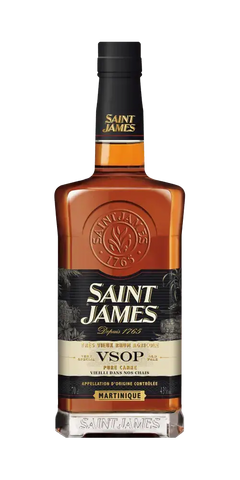 Rhum SAINT JAMES VSOP aus Martinique, 4,5 Jahre gereift, charakteristischer Stil mit würziger Vanillenote.