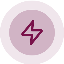 Blitzsymbol auf kreisförmigem Hintergrund, illustriert Dynamik und Energie, passend für den Begriff schnelle Lieferung.