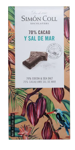 Simón Coll - Feinkost 70% Kakao und Meersalz, hergestellt in Barcelona, alte Rezeptur, besonders schokoladig