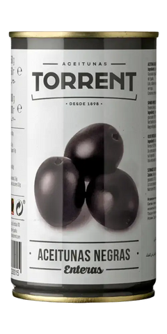 Torrent Aceitunas Negras con Hueso – Feinkost aus Spanien, hochwertige ganze schwarze Oliven, seit 1898.