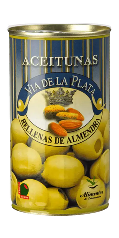 Feinkost: Aceitunas Rellenas de Almendra aus Spanien, aromatische grüne Oliven gefüllt mit Mandeln.