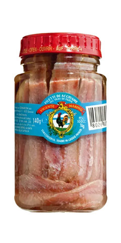 Sardellenfilets in Olivenöl 140g von Vicente Marino – hochwertige Feinkost für Pizza und Salate.